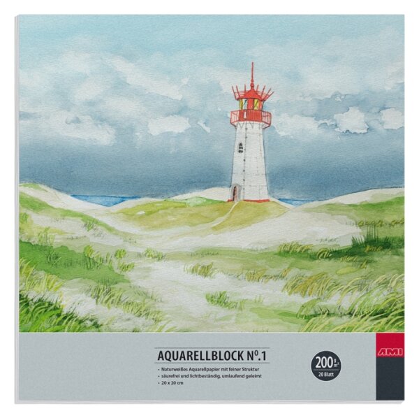 Aquarellblock No.1, 200g, 20x20cm, 20Bl.