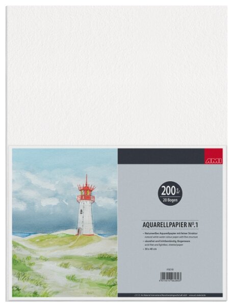 Aquarellpapier No.1, 200g,30x40cm, 20Bg.