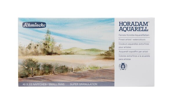 Schmincke HORADAM® AQUARELL Malkästen Metallkasten, 40 x 1/2 Näpfchen Super Granulation